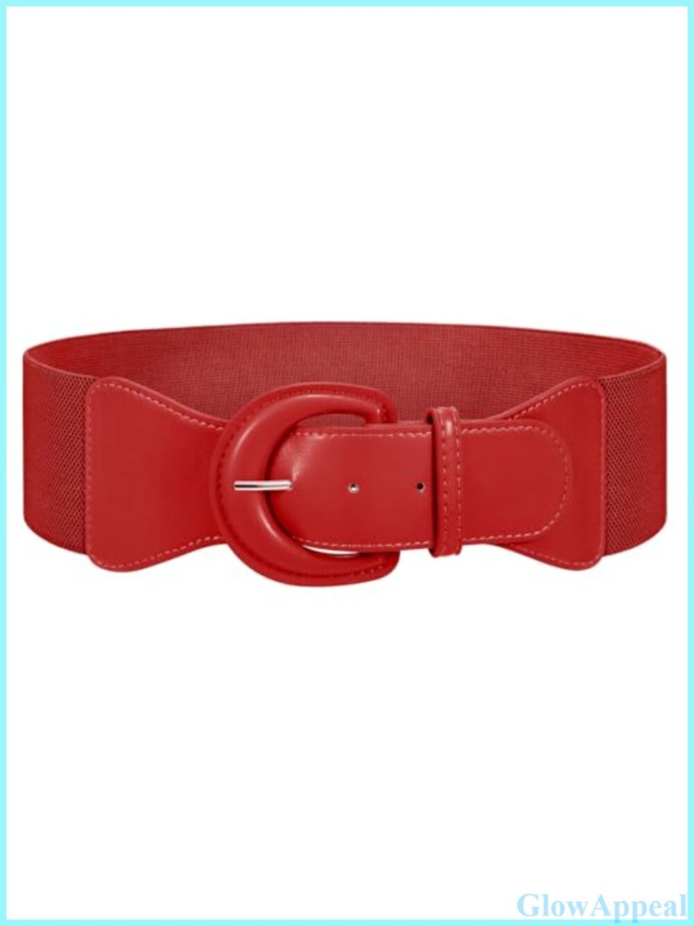 Women Retro Wide Elastic Waist Belt PU Leather Chunky Buckle Stretchy Dress Belt